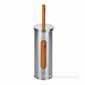 Stainless Steel Toilet Brush Holder with Wooden Design